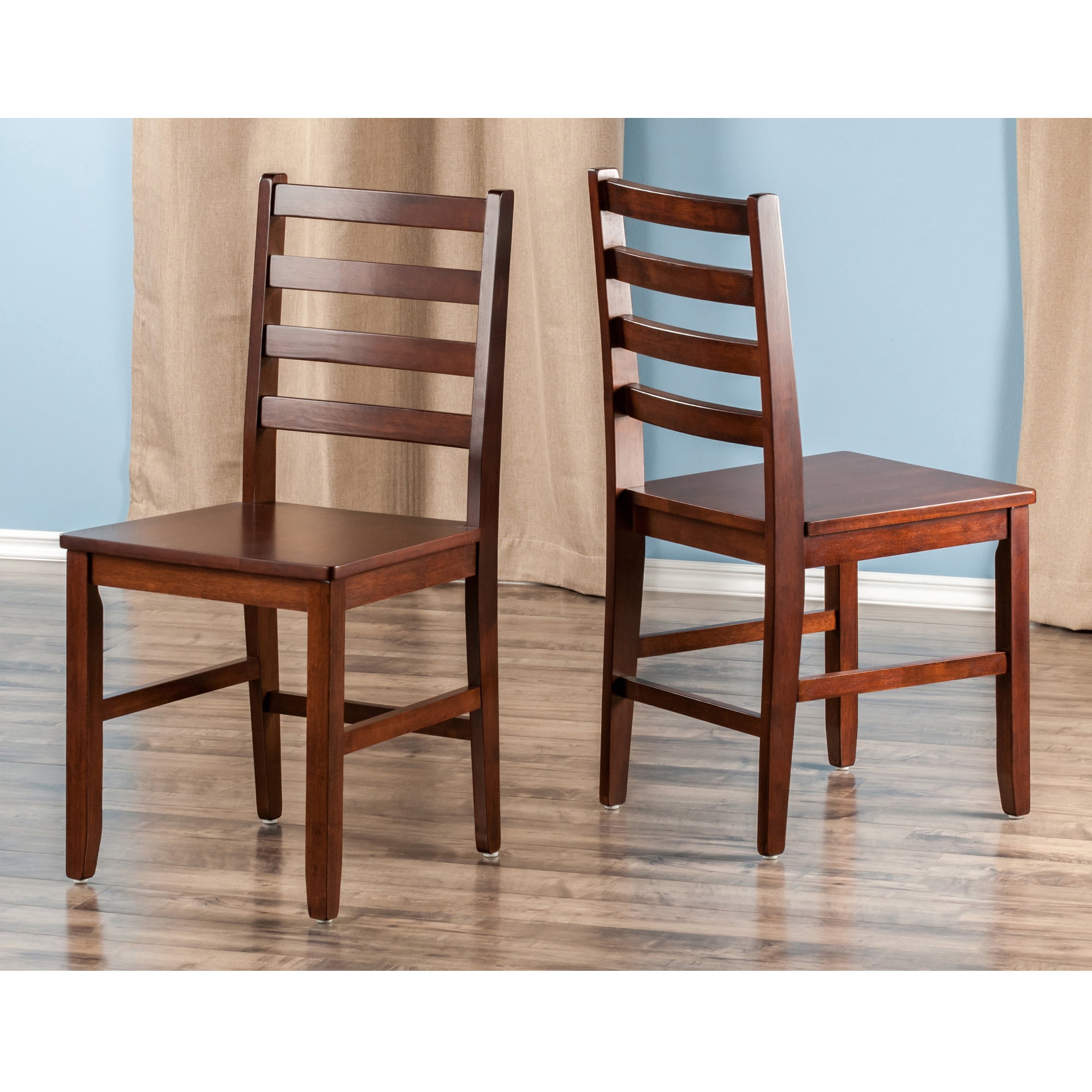 Winsome Hamilton Ladder- Back Dining Chairs, 2-Pc Set, Walnut Finish