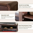 thumbnail image 6 of Modern Fireplace TV Stand for 75 inches TV, 36" Electric Fireplace w/ Wood Media Console, 32" Tall Entertainment Center & Adjustable Shelves for Living Room, Curved Profile Design, 6 of 9