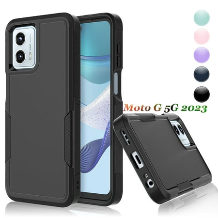 For Motorola Moto G 5G 2023 Phone Case,2 in 1 Hard PC Phone Case for Moto G 5G 2023 , Njjex Rubber & Rugged Shockproof Full Body Protection Case Cover - Black