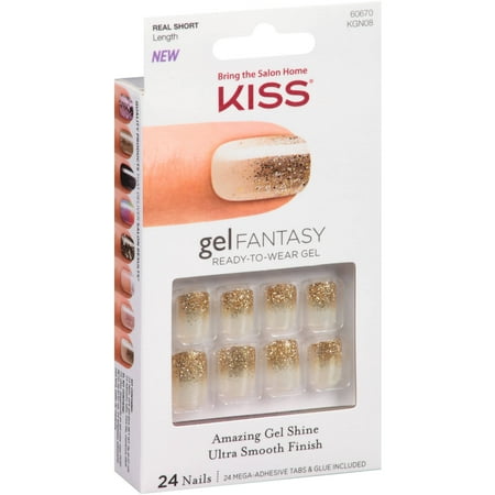 kiss gel nail fantasy kit faux pc short walmart