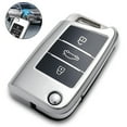 thumbnail image 1 of 1 funda para llavero de coche con acabado de fibra de carbono suave para Volkswagen Golf Lingdu Langyi Tiguan Sagitar, carcasa de TPU galvanizada con llavero de metal, 1 of 8