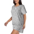 thumbnail image 2 of Kdxio Silver Mosaic Print Pajamas Sets for Women Short-Sleeved Pjs with Lounge Shorts Two Piece Sleepwear S-4XL, 2 of 5
