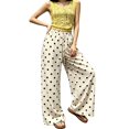 thumbnail image 7 of COMVALUE Palazzo Pants for Women Wide Leg Flowy Pants with Pockets Elastic Mid Waist Summer Beach Vacation Outfits Lightweight (Beige, M), 7 of 7