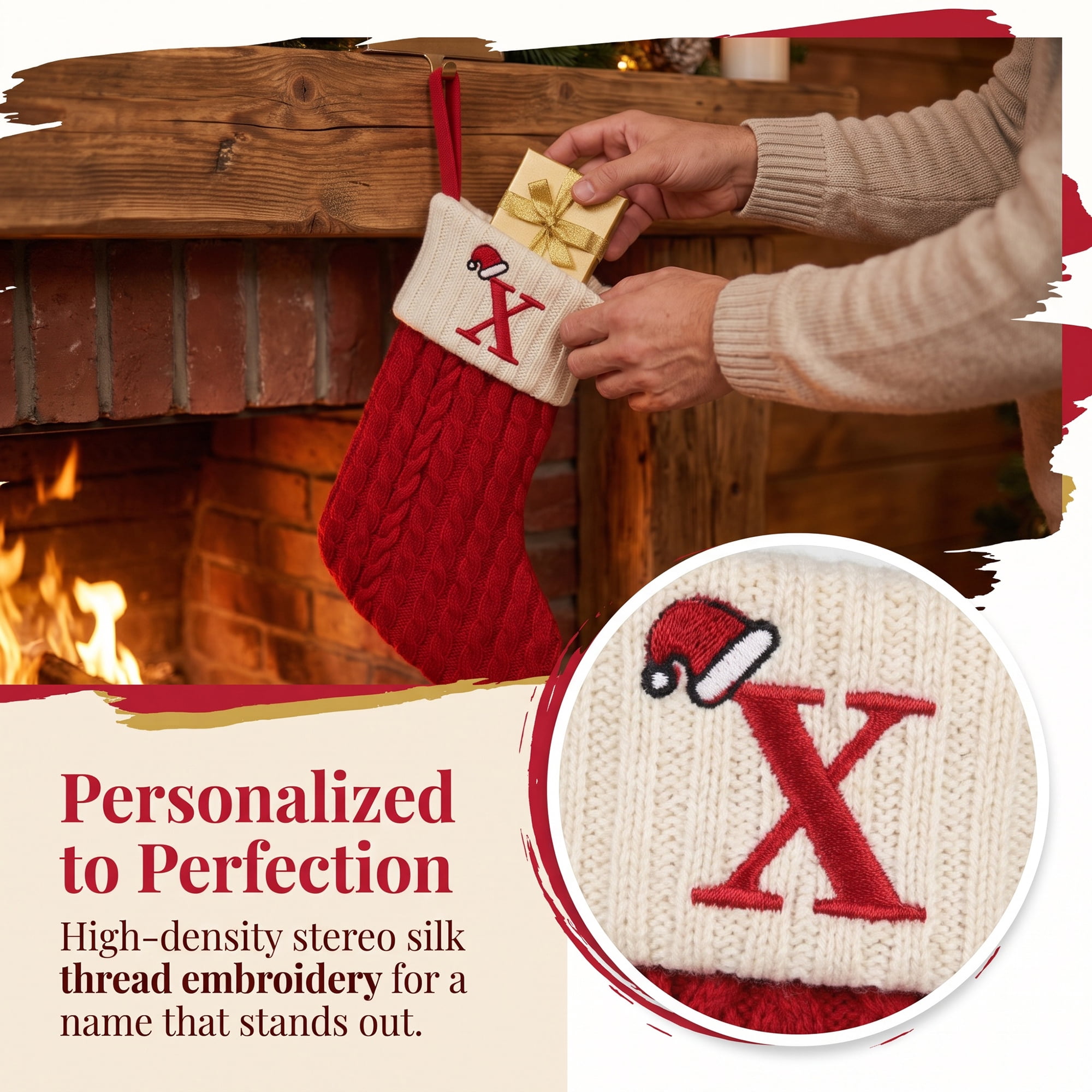 Unique Bargains Cartoon Christmas Luxury Grand Hearth Accent Stocking Letter X 8"