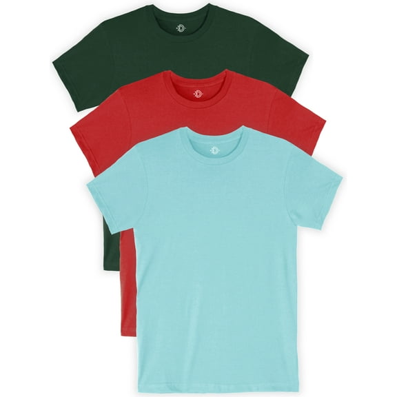 Daxton Youth Size Short Sleeve Tee Basic Tshirt Tops Packs-Hunter,Red,Celadon-L