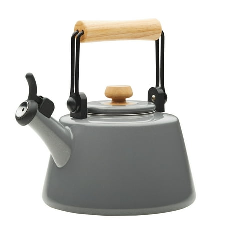Rachael Ray Enamel on Steel Whistling Teakettle, 2-Quart, Gray Shimmer