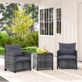 thumbnail image 4 of Costway 5 Piece Patio Rattan Furniture with 2 Ottomans & Tempered Glass Coffee Table Grey, 4 of 10