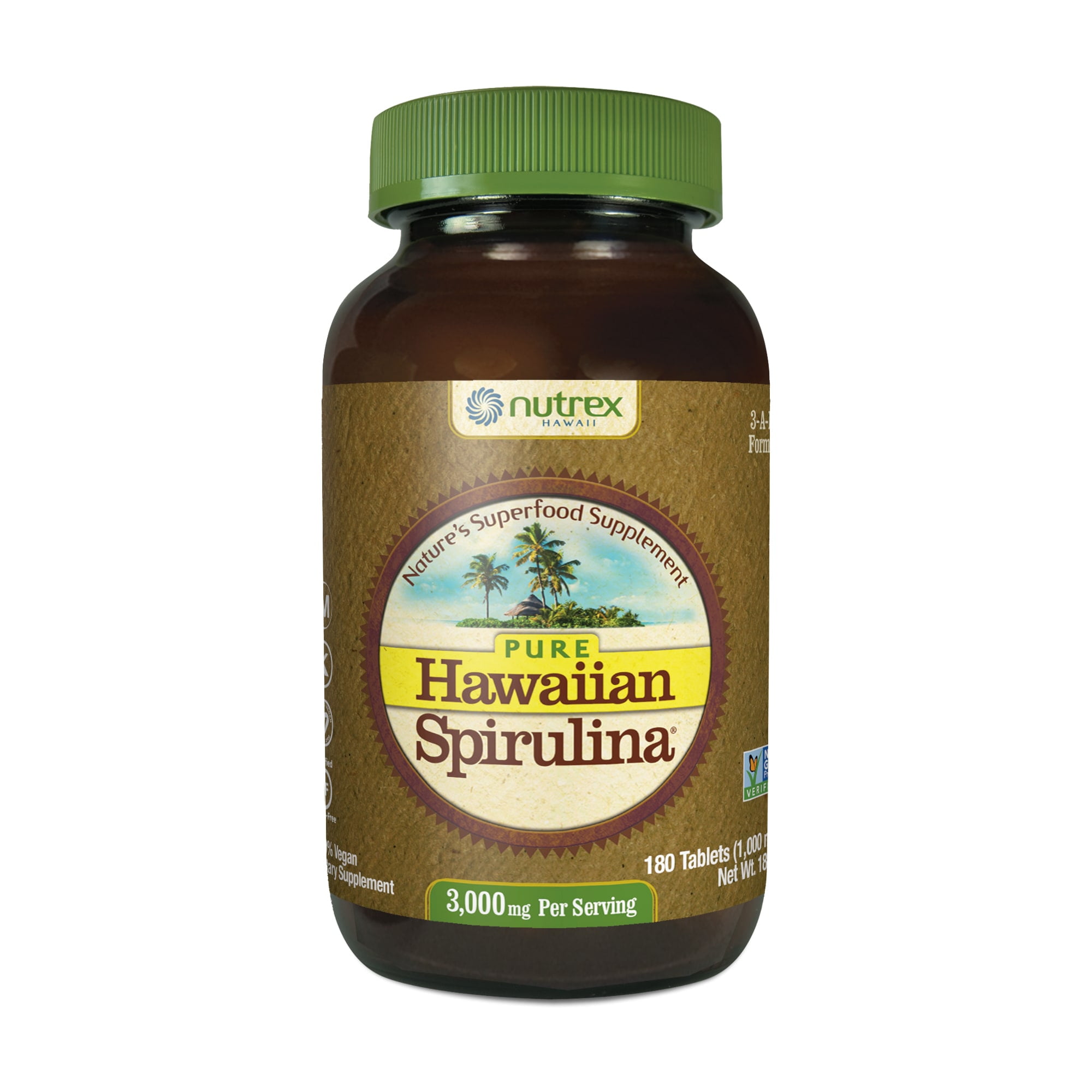 Nutrex Hawaii Pure Hawaiian Spirulina, 1000 mg Tablets, 180 Ct