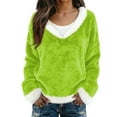 thumbnail image 4 of Women's Fashion Plush V Neck Pullover Top Long Sleeve Tee Printed Sweatshirt Flannel Shirt for Women Soft Comfort Casual Wear,Green,S, 4 of 7