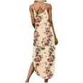 thumbnail image 5 of Women's Long Dresses Beach Summer Dress Spaghetti Strap V-Neck Floral Maxi Sundress Long Vacation Dress with Side Pockets Plus Size S-XXL Gifts for Girlfriend, 5 of 9