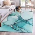 thumbnail image 2 of Marble Turquoise Large Area Rugs for Bedroom Living Room, Soft Non Slip Carpet Bedside Rug, Abstract Nature Cracks Silver Wavy Rectangular Floor Cover Kitchen Accent Rug 3'x5' for Dining Room/Office, 2 of 9