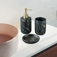 thumbnail image 3 of Juego de accesorios de baño CERÁMICA Dispensador de jabón líquido con aspecto de mármol Vaso, Negro 3 piezas, 3 of 8