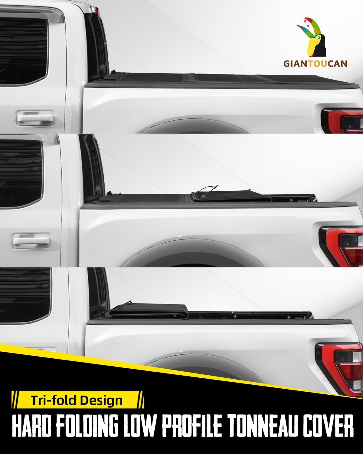 Hard Tri Fold Low-pro Tonneau Cover compitable with 2022-2026 Tundra 5.5ft Bed with Deck Rail System