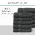 thumbnail image 4 of Home Weavers Willow Bath Towels Set of 10, 100% Cotton Zero Twist, 630 GSM, Soft Absorbent Quick Dry, 27x54 inch, Dark Grey, 4 of 8