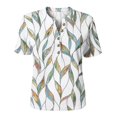 thumbnail image 5 of Abstract Geometric Print Henley Blouse for Women - Short Sleeve V-Neck Button Down Tunic, Casual Loose Fit Summer Top Green XXXL, 5 of 9