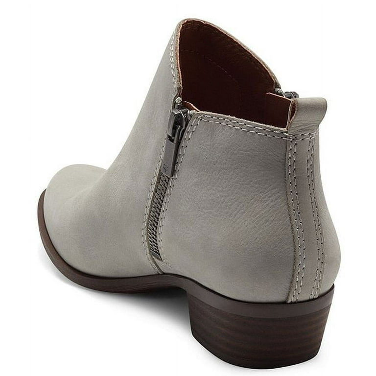 Lucky Brand Basel Almond Toe Stacked Heel Ankle Booties Wrought Iron Wide Width Wrought Iron 6.5