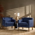 thumbnail image 2 of Upholstered Accent Chairs Set of 2 Modern Boucle Fabric Armchairs Home Wooden Legs Nailhead Trim Living Room Navy, 2 of 7