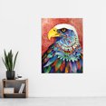 thumbnail image 2 of Bald Eagle Bird with Multicoloured Feathers Folk Art Watercolour Painting Extra Large XL Wall Art Poster Print, 2 of 3