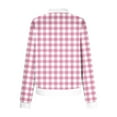 thumbnail image 5 of CFLVAEK Waffle Knit Jackets for Women Fashion Plaid Jacket Fall Winter Shacket Casual Full Zip Up Long Sleeve Coat with Pockets Pink S, 5 of 6