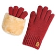 thumbnail image 1 of Wdhugt Ladies Thermal Gloves For Cold Weather Touch Screen Function Weave Processing Warm Retaining Gloves In Red Color Acrylic Fabric Free Size 4.33 Inches Width Red, 1 of 2