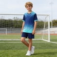 thumbnail image 5 of Avtoify Summer Girls Short Sleeve Round-Neck Shirts Dry Breathable Short Sleeve Top Matching Shorts 2 Piece Unisex Soccer Outfit for Kids Aged 5-14 Daily Attire, 5 of 9