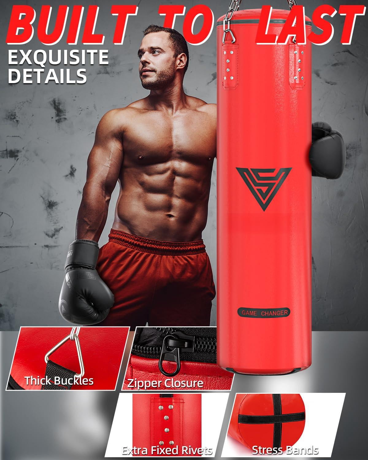 Punching Bag For Adults  4ft Pu Heavy Boxing Set 12oz Gloves Mma Muay Thai Kickboxing Home Gym Martial Art (unfilled)