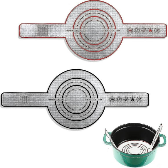 2 Pieces Silicone Baking Mat For Dutch Oven Bread Baking Black And Red Non-stick Baking Mat With Long Handle 8.3 Inch Reusable Silicone Baking Sheets