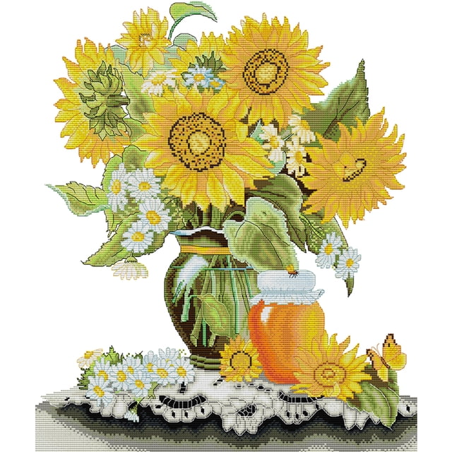 Hilo de bordar Parcial Eco-algodón 14CT Estampado Girasol Punto de Cruz (J591) Hugtrwg Para estrenar