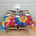 thumbnail image 3 of Colorful Tie Dye Multi Spiral Pattern Square Tablecloth,Waterproof Square Table Cover,Wipeable Spillproof Washable Table Cover for Home Kitchen Party Decor 60"x60"(152x152cm), 3 of 6
