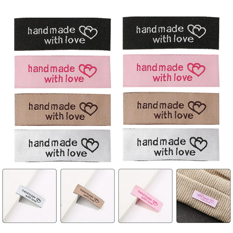 100pcs Handmade with Love Tags Sew in Labels Crochet Supplies Personalized Sewing Labels, Size: 5X2.4X0.1CM
