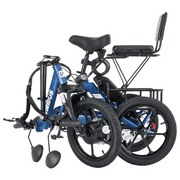 VIRIBUS 16 in. Folding Electric Trike with Dual Seats 350W Motor 48V 10.4Ah Battery Navy