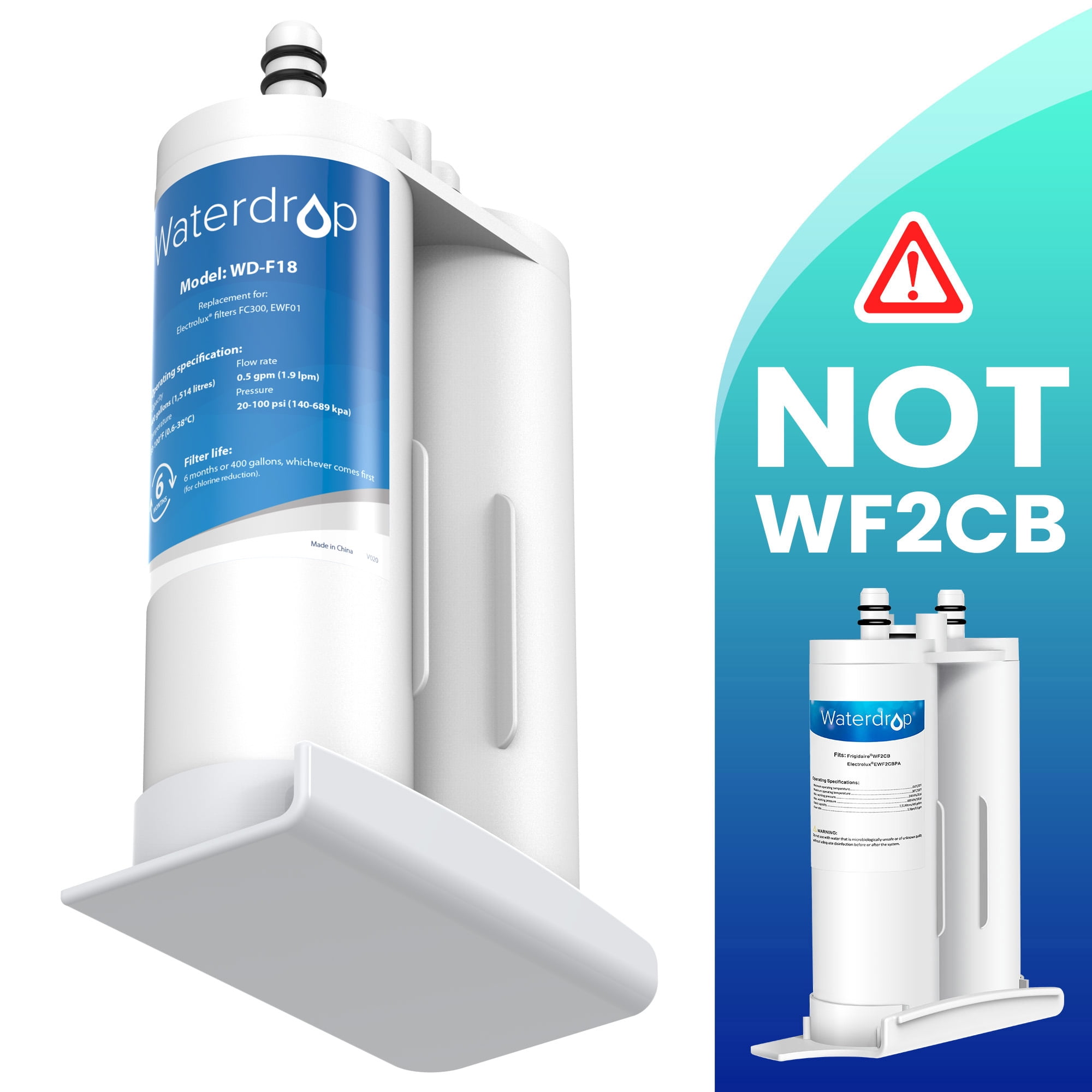  Waterdrop Filtro de agua de repuesto para refrigerador EWF01,  FC-300, FC300, EFF-6018A, 241988703, 2 filtros : Electrodomésticos