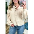thumbnail image 2 of Comfortable and Stylish Apricot Corded Textured Sweatsuit with Lantern Sleeves, 2 of 11