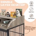 thumbnail image 4 of EUROCO 44" Heavy Duty Dog Crate,Wooden Dog Crate End Table with 4 Lockable Wheels,Sliding Barn Door and 2 Open Shelves,Furniture Style Large Dog Kennel Indoor for Large/Medium Dog,Gray, 4 of 7
