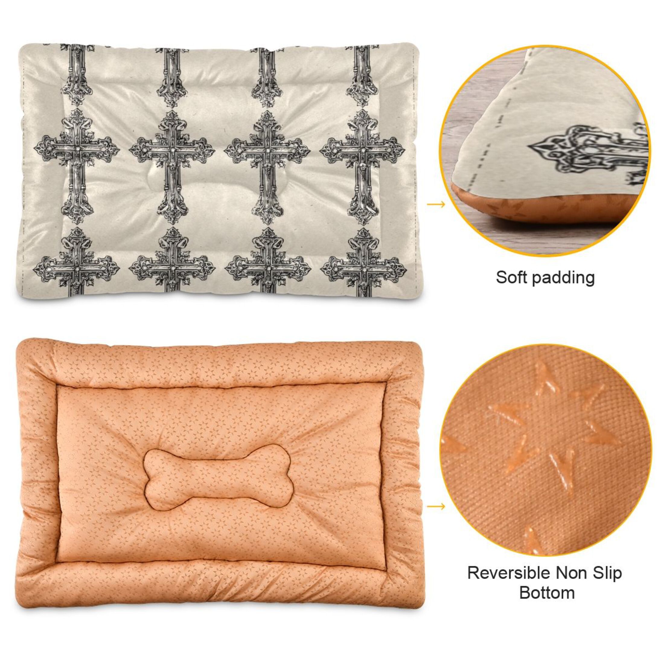 Cozy Mat Pet Bed Indoor Outdoor Warm Soft For Cat Dog Puppy(S/M) Medieval-style Crosses