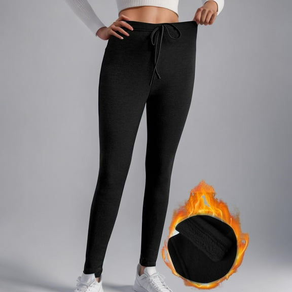 Frostluinai Fleece Lined Leggings for Women Thick High Waisted Winter Yoga Workout Pants Solid Warm Skinny Casual Thermal Sherpa Leggings