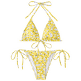 thumbnail image 1 of Traje de baño de bikini triangular de dos piezas con parte superior acolchada y lazos laterales para mujer, 1 of 5