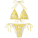 thumbnail image 1 of Traje de baño de bikini triangular de dos piezas con parte superior acolchada y lazos laterales para mujer, 1 of 5