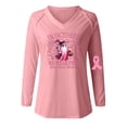 thumbnail image 4 of MHFRRA Una Camiseta de Manga Larga con Cuello En V, Moderna e Informal, para Mujer. Rosa, 4 of 4