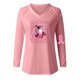 thumbnail image 4 of MHFRRA Una Camiseta de Manga Larga con Cuello En V, Moderna e Informal, para Mujer. Rosa, 4 of 4