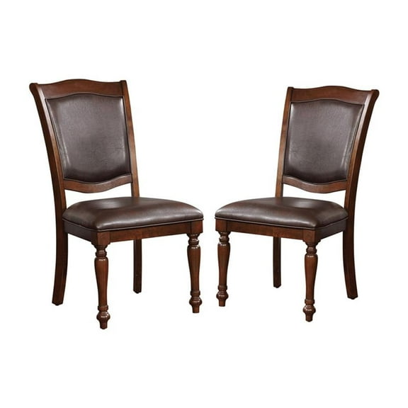 Bowery Hill Wood Dining Side Chair in Brown Cherry (Set of 2)