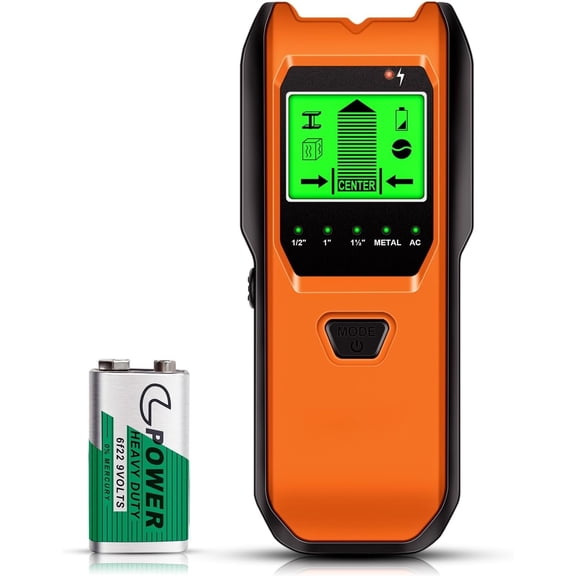 Stud Finder Wall Scanner, 5 in 1 Multifunction Stud Locator with  Sensor,  LCD Display and Audio  for The Center & Edge of , Studs, AC Wire, and Pipe Detection (Tropical Orange)
