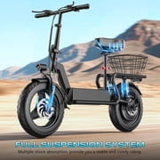 1000W Peak Motor Electric Scooter for Adults, 25MPH Top Speed, 35 Miles Max Range, 48V 15Ah Battery, E Scooter with Seat, Dual Suspension, 14 Foldable E-Scooter with Rear Box for Cargo