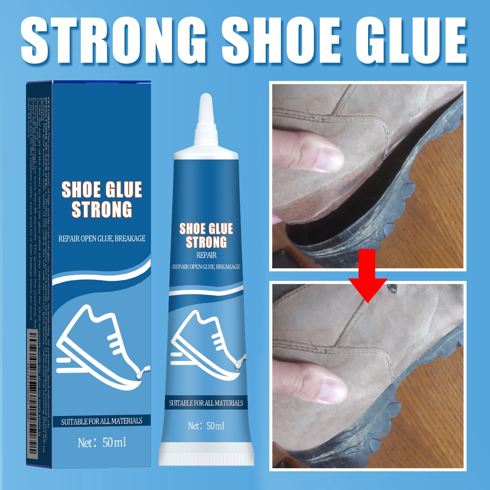 Alvantor Waterproof Shoe Glue for Soles, Heels and Small Hole Repairs 1.69 fl. oz