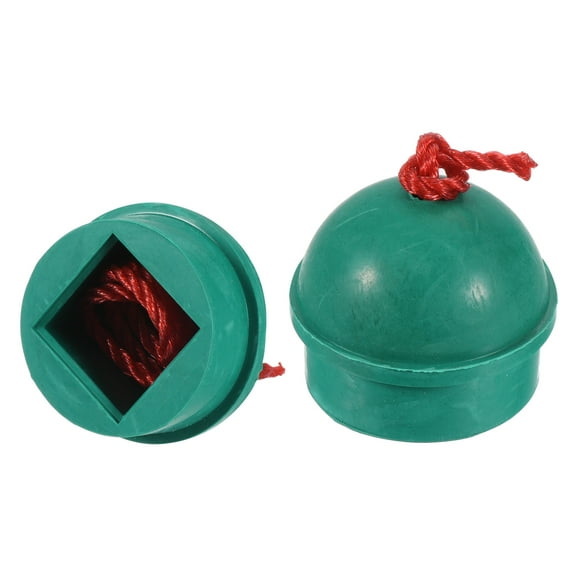 Rubber Cue Chalk Holder Billiard Pool Cue Tips Chalks Case with Cord, Green 2 Pack