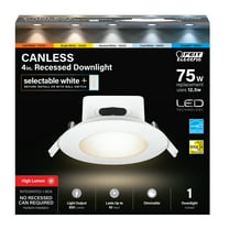 Feit Electric Can-Less 4" inch 12.5 Watt (75W Equivalent) White Recessed Light Color Select 6-Way
