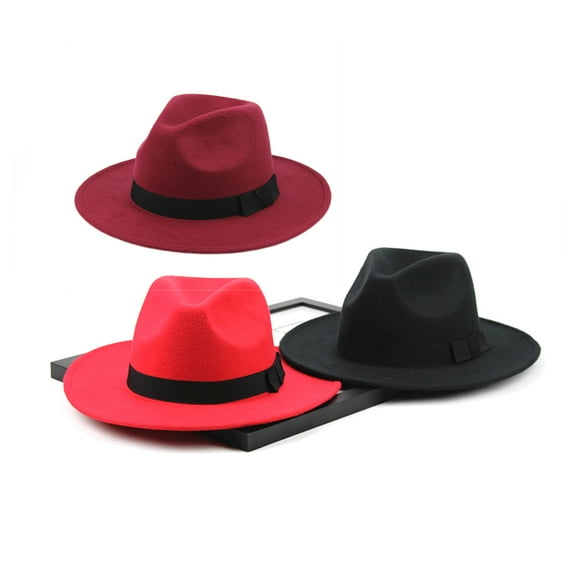 Moluckfu Unisex Fedora Hat in Dark Red Wool 1Pack Classic Style for Men and Women