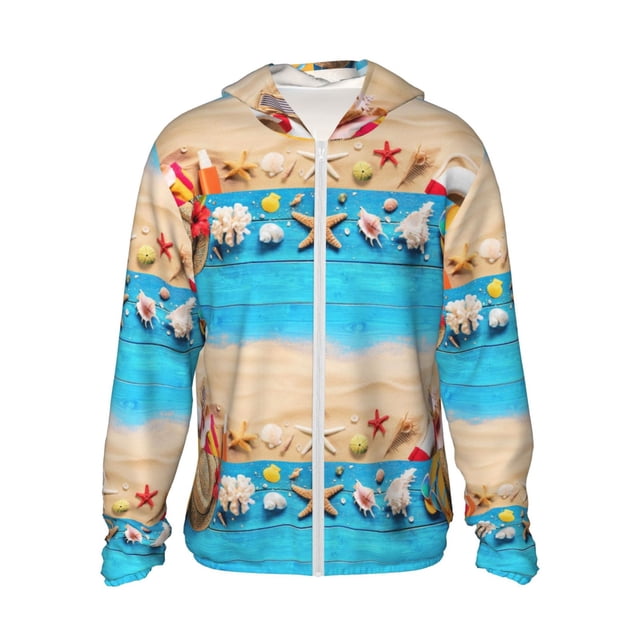 Fotbe Boards and Beach Chaqueta con Protección Solar UPF 50+ para Hombre y Mujer, Camisa con Capucha y Bolsillos-Large