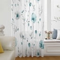 thumbnail image 6 of Turquoise Flowers Sheer Curtains 63 Inches Long, Farmhouse Spring Botanical Floral Light Filering Curtains, Breathable Simi Curtain Privacy Drapes for Living Room Bedroom Lightweight Window Treatment, 6 of 9