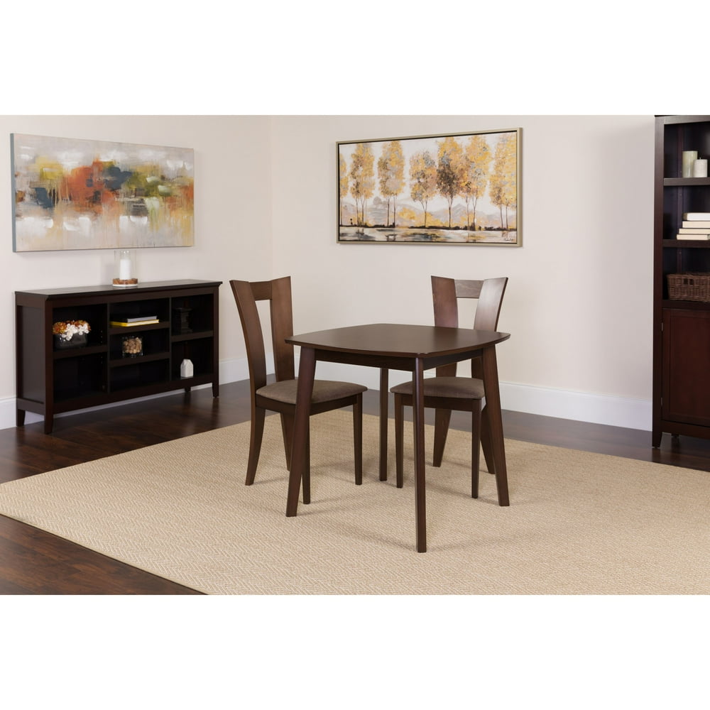 Flash Furniture Exeter 3 Piece Espresso Wood Dining Table Set with